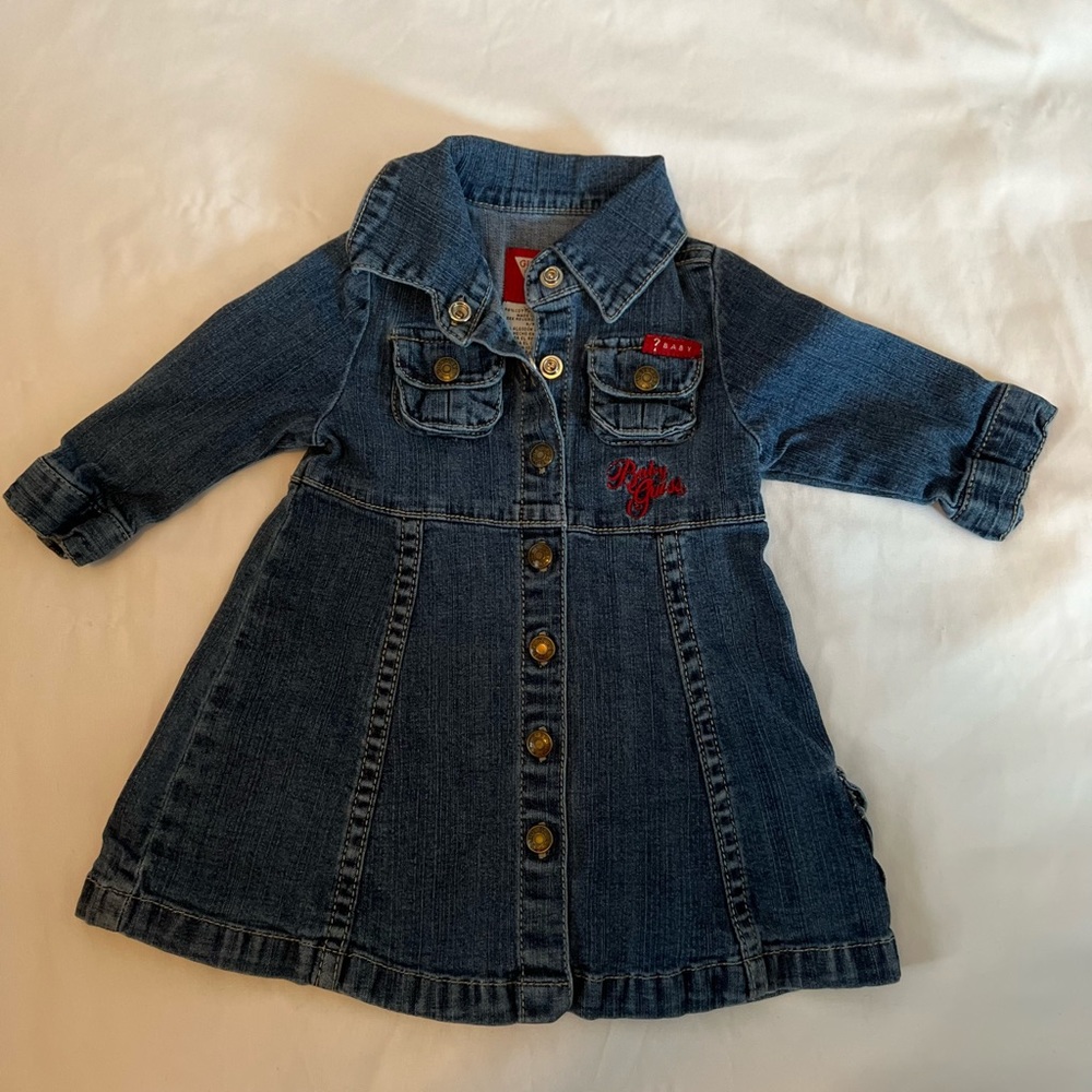 Vintage guess baby denim dress 6/9 month long sleeve